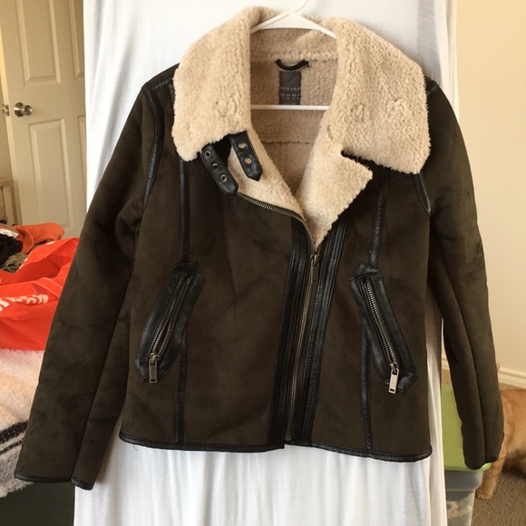 Sherpa Lined Aviator Jacket 